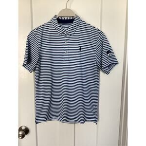 johnnie-o performance polo boys youth size 12 blue stripe
